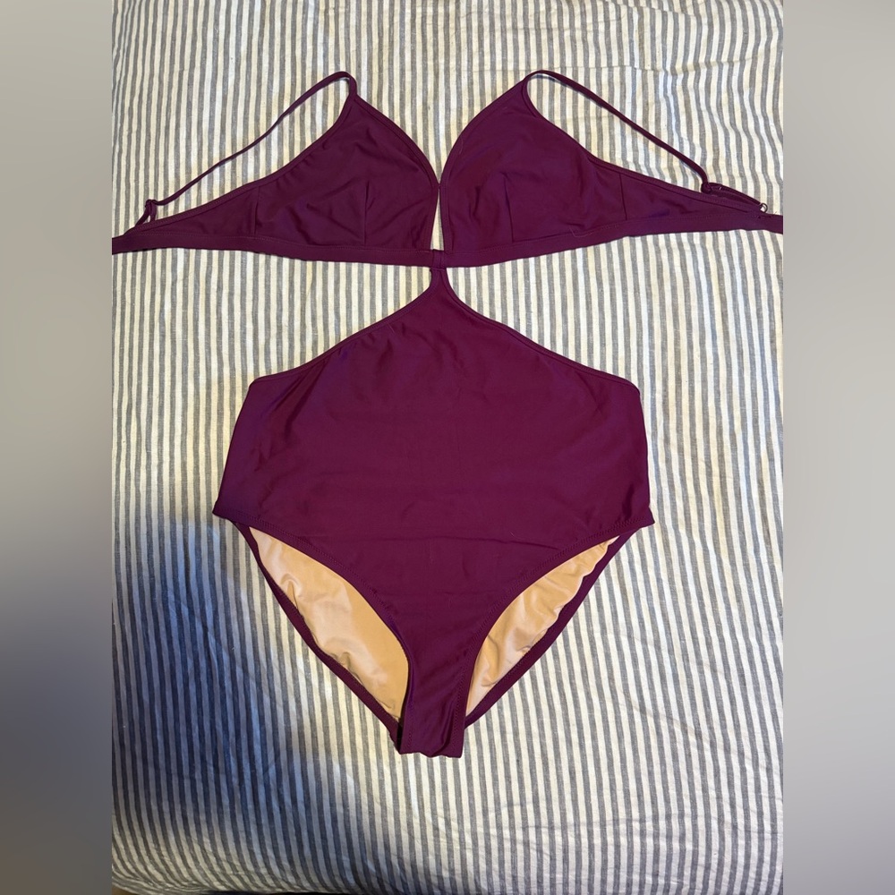 J. Crew Plum cutout swimsuit